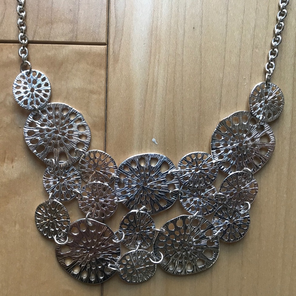 Layered Medallion Statement Bib Necklace - image 3